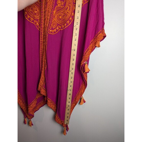 Soft Surroundings Blouse Womens S/M Magenta Embroidered Topper Kimono Catalpa - Picture 12 of 12